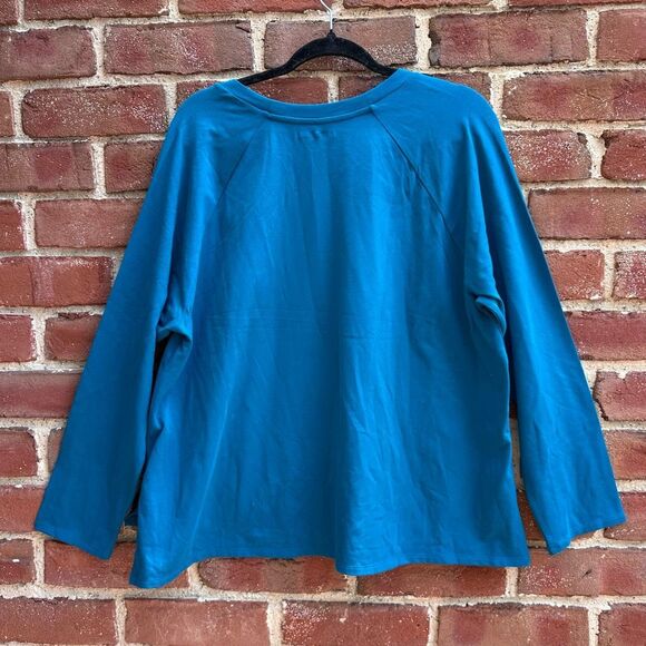 Eileen Fisher $148 Organic Cotton crewneck Long-Sleeve Tee jewel medium - Picture 8 of 8